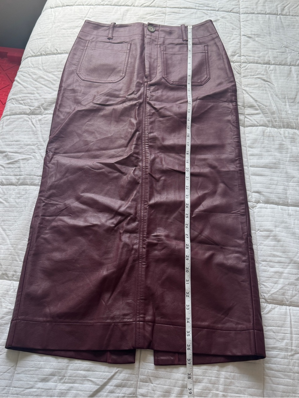 Maeve Anthropologie burgundy faux leather maxi skirt, size M - Picture 8 of 10